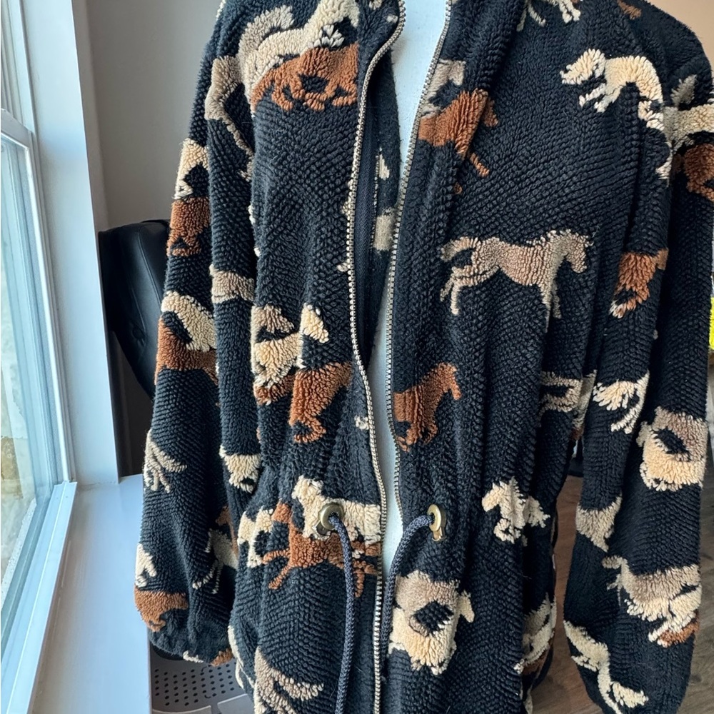 Tsunami Canada Horse Patterned Fleece Jacket VTG - Picture 4 of 8
